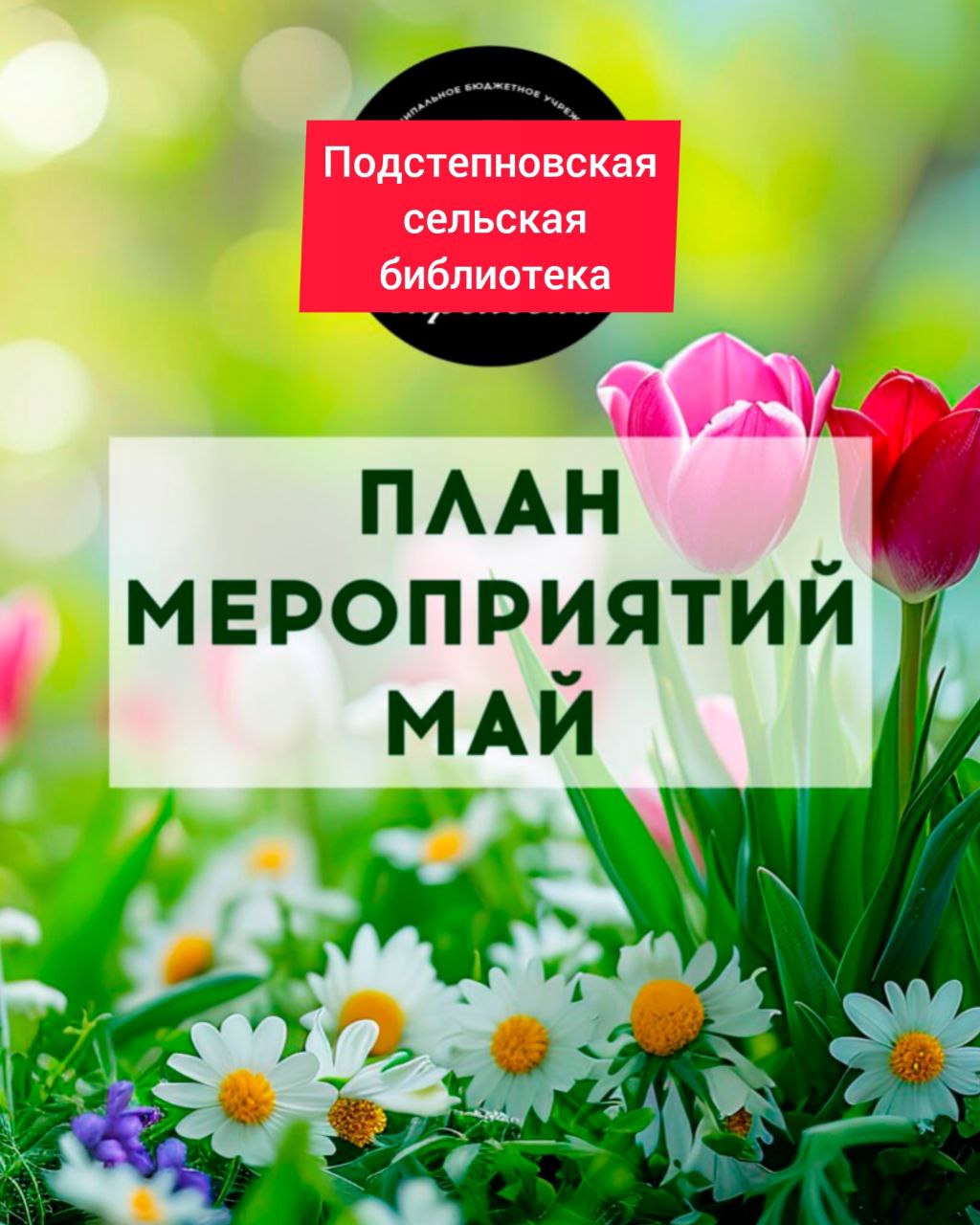 ПЛАН основных мероприятий Подстепновской сельской библиотеки на май 2025г..