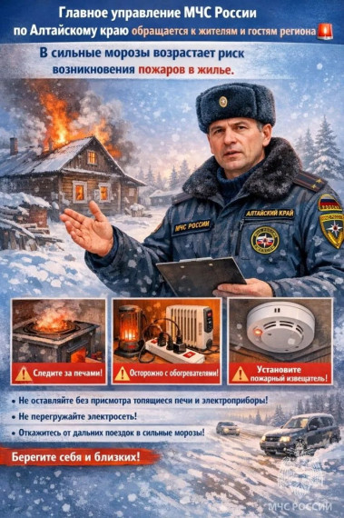 В сильные морозы возрастает риск возникновения пожаров в жилье.